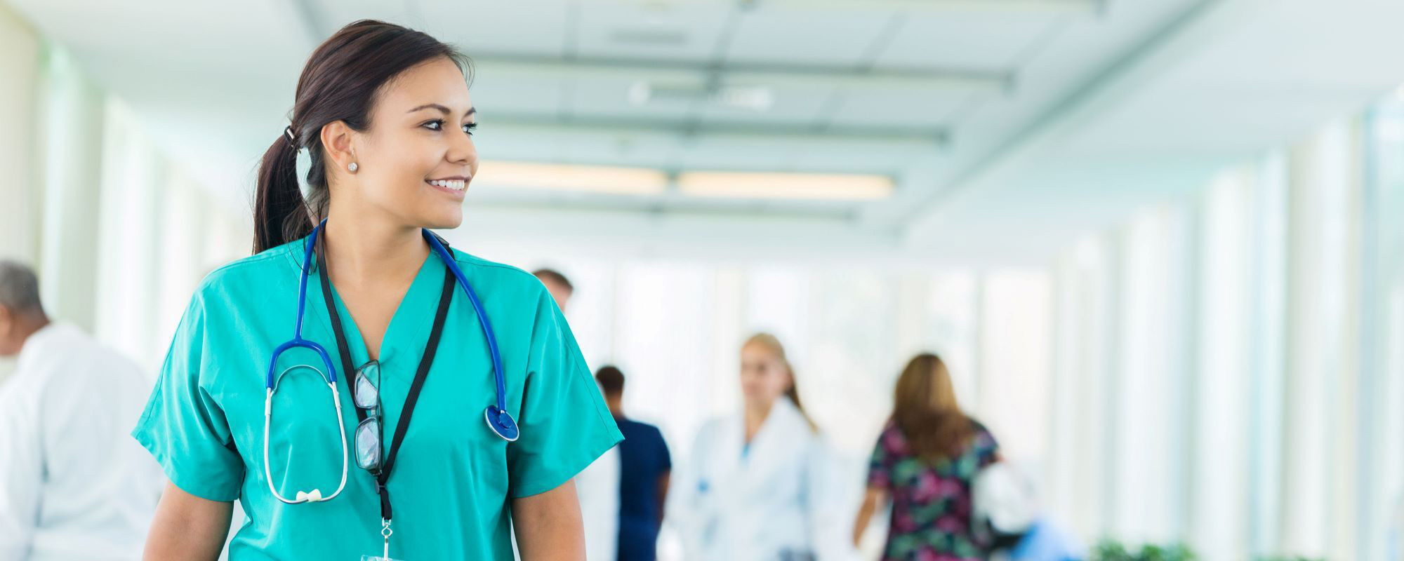 Woman in scrubs